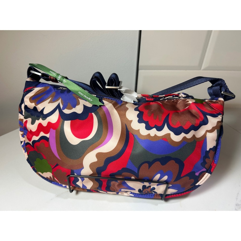 Vera Bradley Floral Crossbody Bag Navy Red Purple Adjustable Strap New